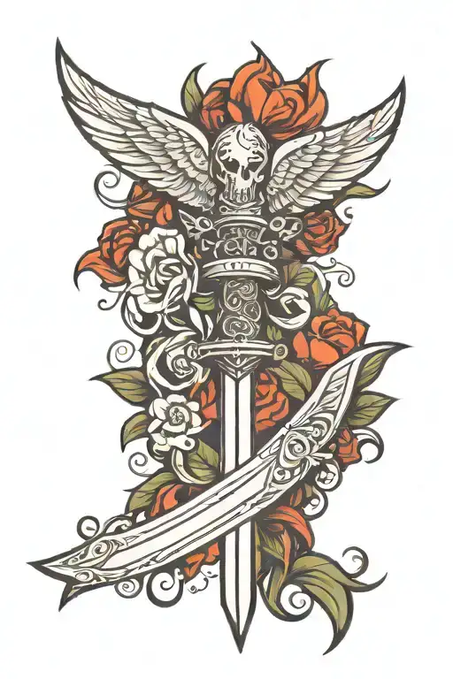 Dagger With Wings Spread
