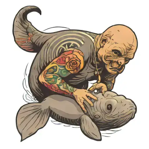 Guy Strangling A Manatee