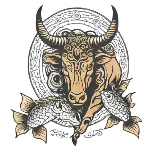 Taurus With Fish Protecting Each Other