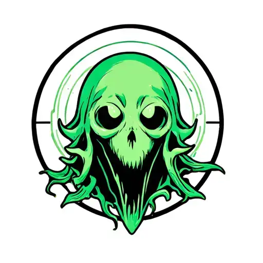 Green Ghost In A Circle With A Line Across