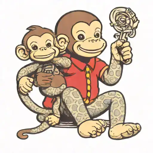 Curious George Holding Monkey Doll