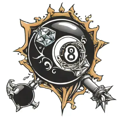 8 Ball With Diamond In Middle