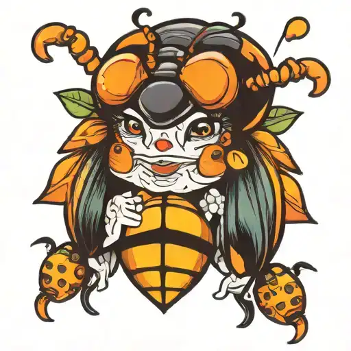 Candy Corn Lady Bug Cartoon