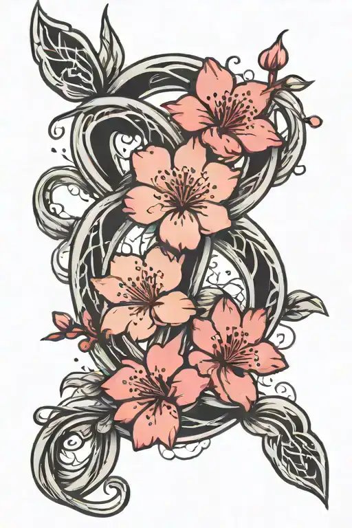 Cherry Blossom And Infinity Symbol Intertwined
