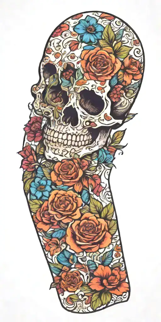 Botanical Skull Sleeve
