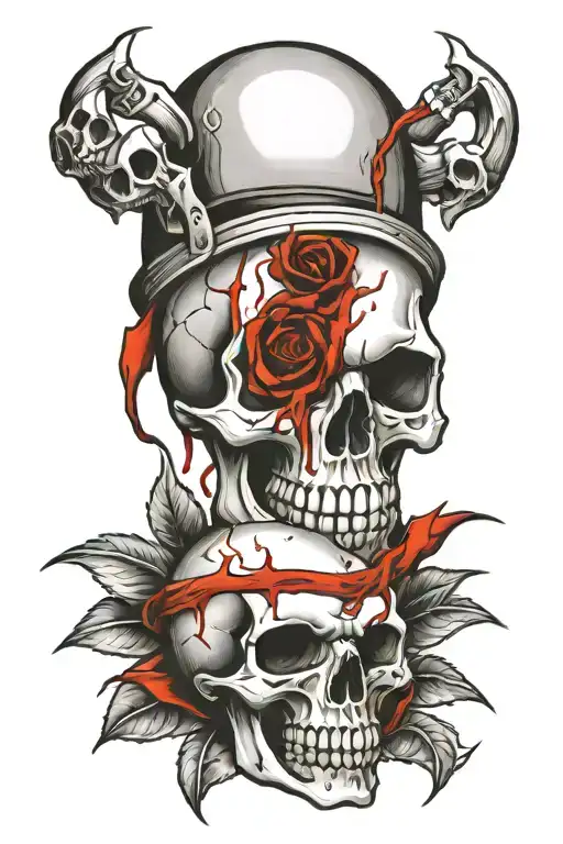 Blood Gang Skull Tattoo Design