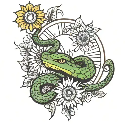 Snake And Sun Flower