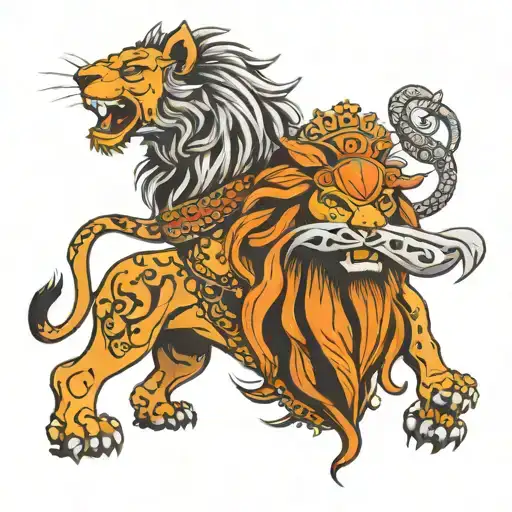Trishul And Lion Roaring