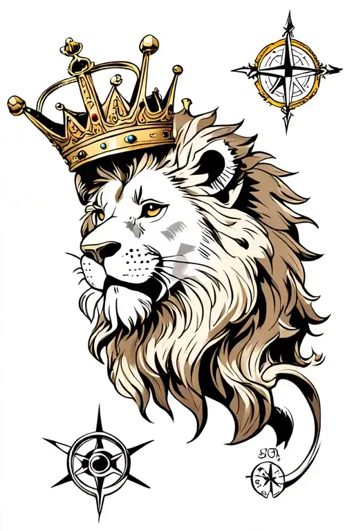 Lion With Crown And Compass Behind