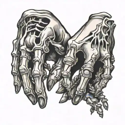 Skeleton Hand Holding Living Hand