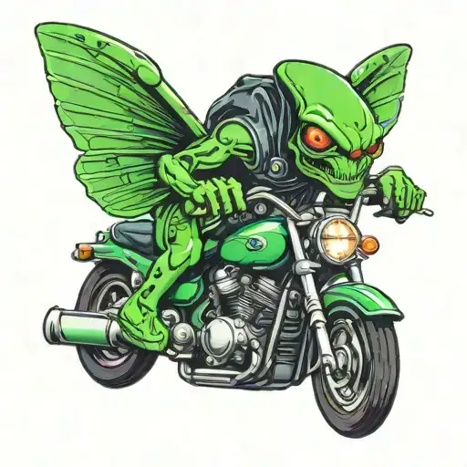 Green Alien On A Motorcycle