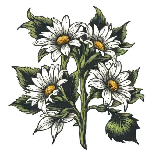 Daisy And Lily With Stems Tied Together