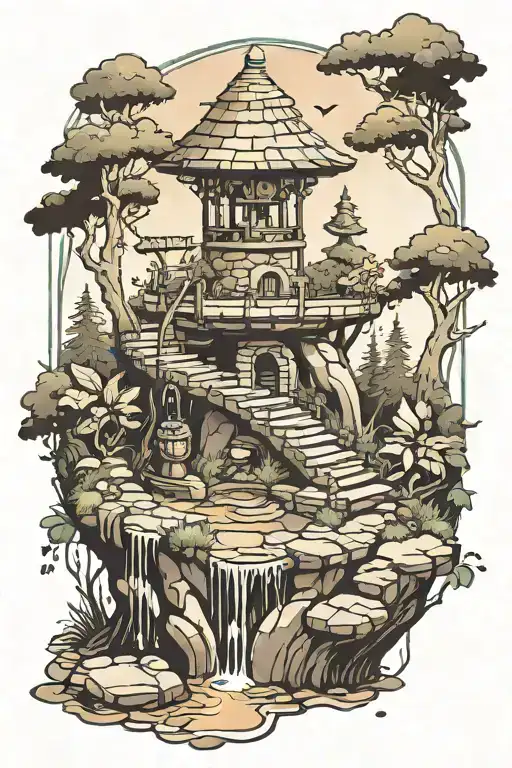 Wishing Well On A Path In A Forest Scene