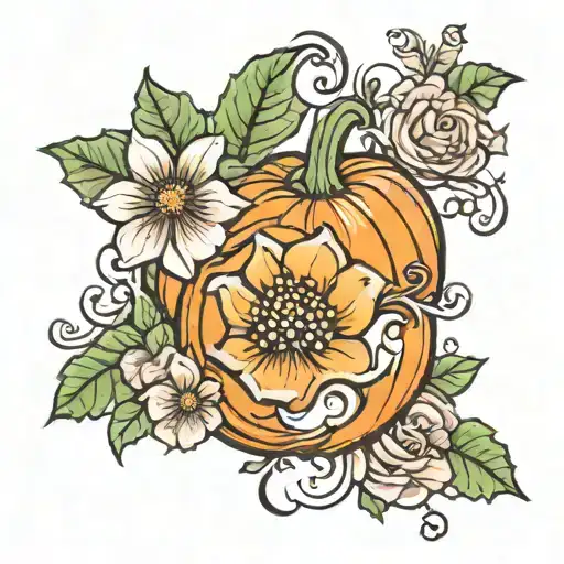A Pumpkin And Cosmo Flower