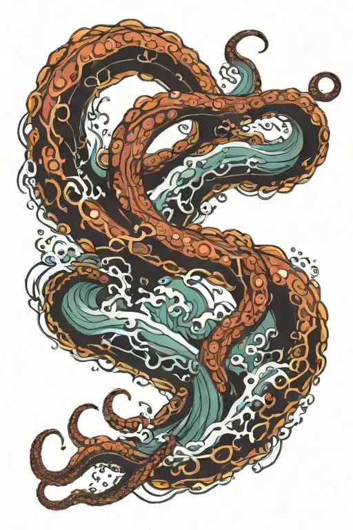 Giant Octopus In A Typhoon Swirling Around A Majestic