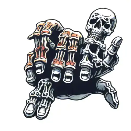 Skeleton Fingers On 2 Fingers And A Block On The Other Side