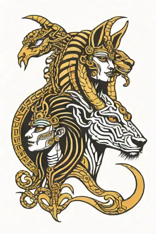 Medusa And Anubis Egiptian God