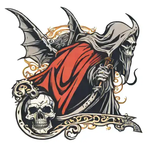 Grim Reaper Looking Over Shoulder