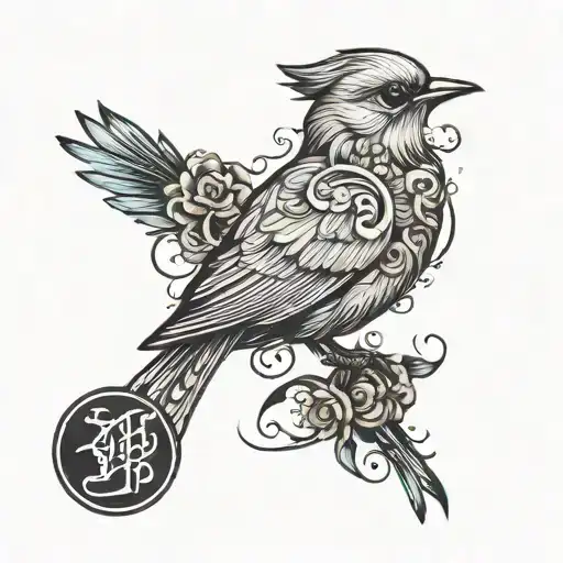 Bird With Hidden H Calligraphy With Tall