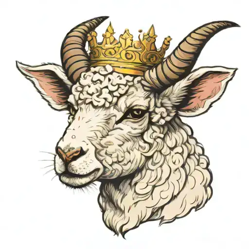Lamb With Horns Wearing A Crown