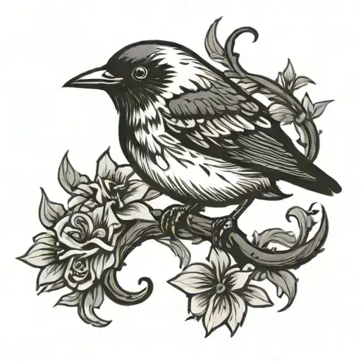 Black And White Bird Perched