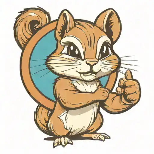 A Cute Girl Chipmunk Holding Her Fists Up Like A Boxer Framed By A Circle Of Text