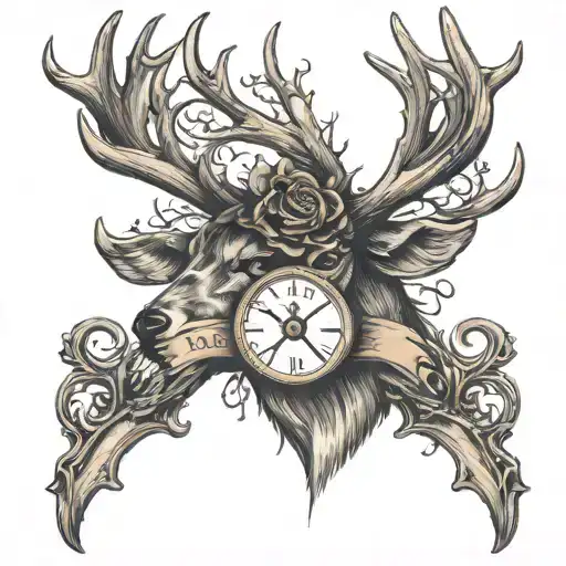 Roman Numerals Inside A Deer Antlers