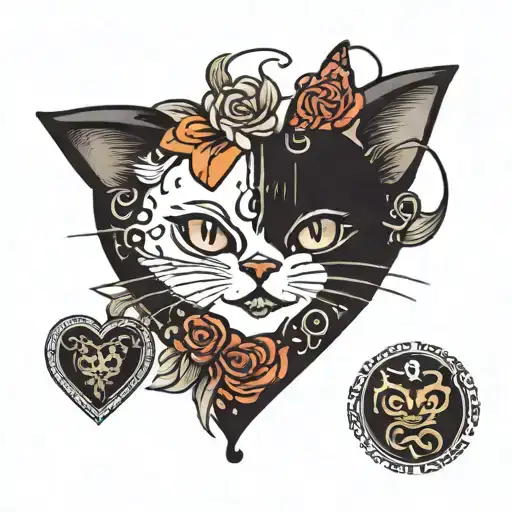 Black Heart Shaped Ballon With Cat Ears Surrounded