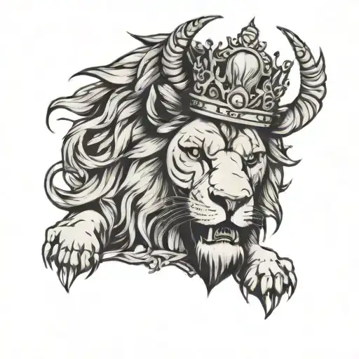 Lion With Crown And Horns