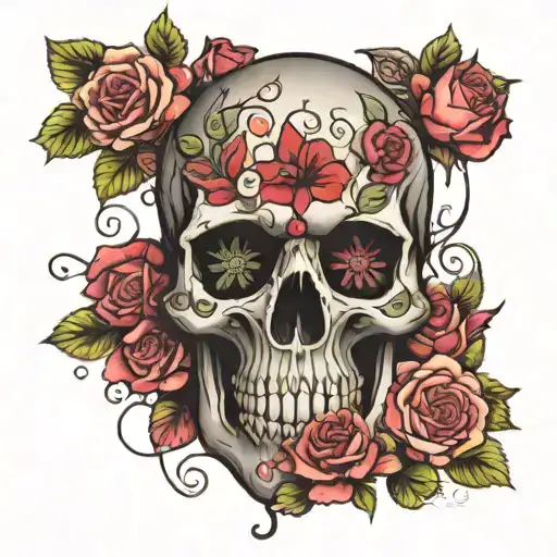 Psychedelic Skull And Roses Bisexual Reference