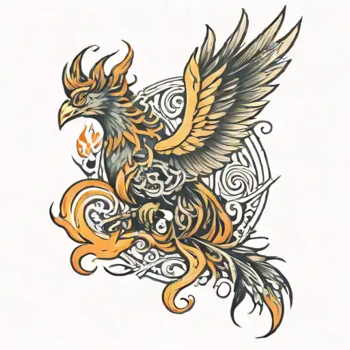 The Phoenix On The Right Calf Is Ablaze With Fire