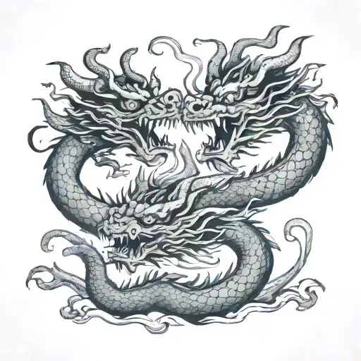 Chinese Dragon Separating 2 Ox Butting Heads