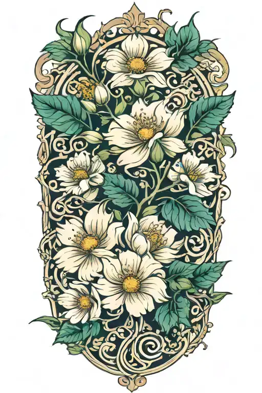 Flower And Vines With Sandelwood Cosmos