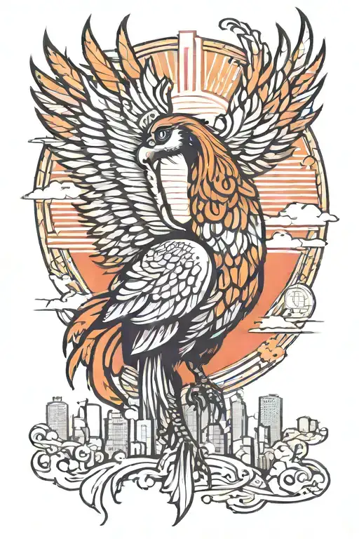 Africa Female Pheonix Rising From The Demolished Chicago Skyline