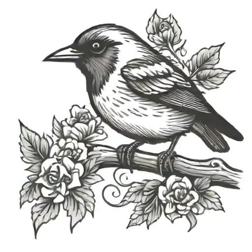 Black And White Bird Perched