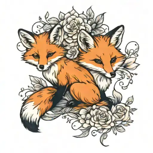 Mom Fox And Baby Fox