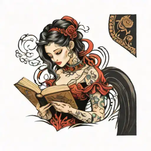 Beautiful Women Reading Book