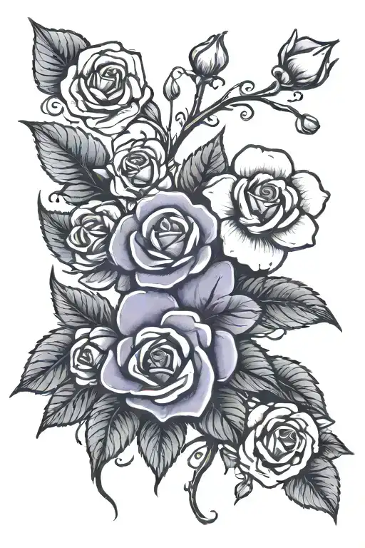 Violets And One Rose Growing