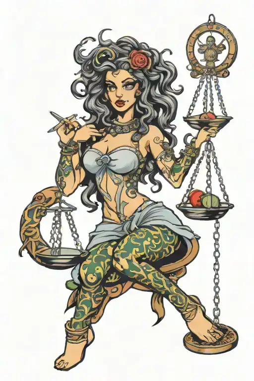 Medusa Holding Judgment Scale As A Pinup Girl