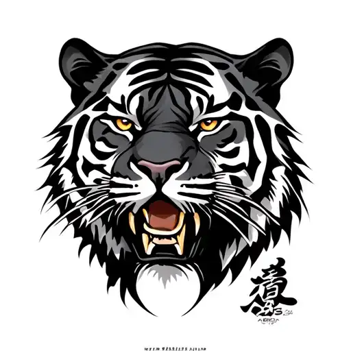 Tiger Full Bidy Black Panther Logo Style