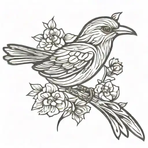 Simple Bird Tattoo With H Shape Outline