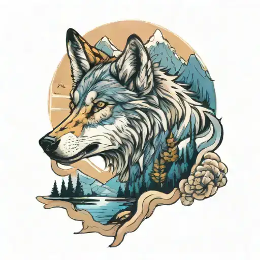 Wolf With Landscape Merging