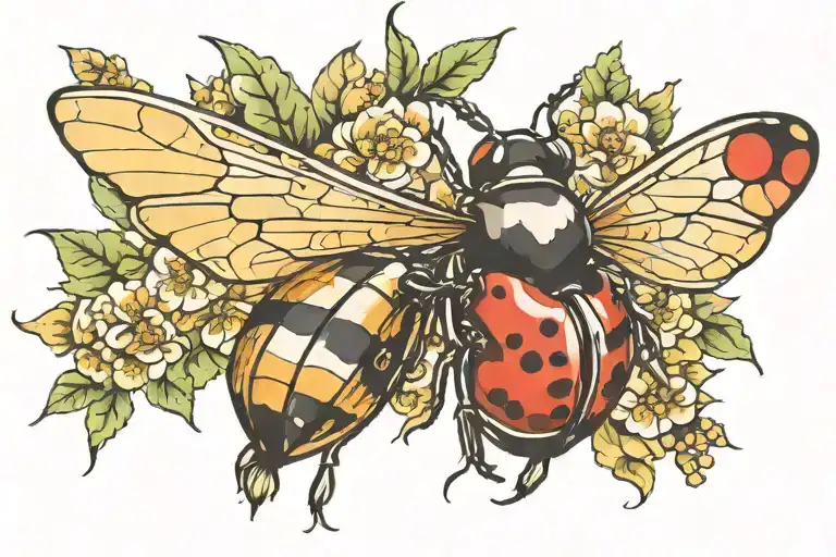 Buttefly Bee Ladybug Flying Towards