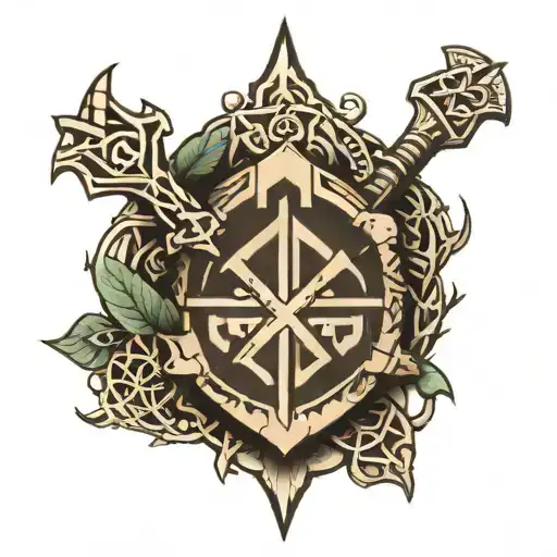 V Twin Engine Nordic Runes And Fredom Symbols