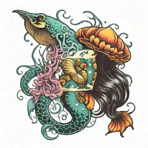 Jelly Fish And Mermaid Surrounded