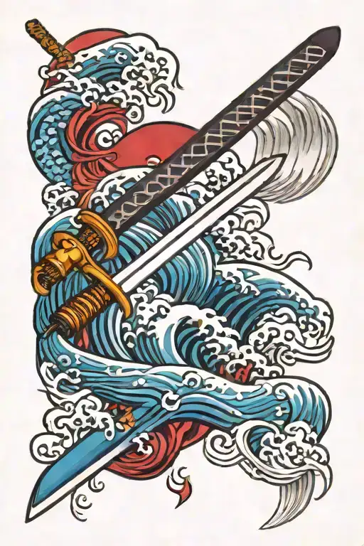Katana And Sea Waves