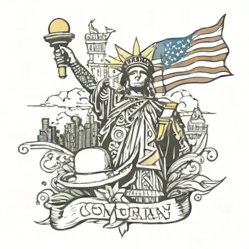 Puerto Rican And Colombian Pride With New York City Skyline