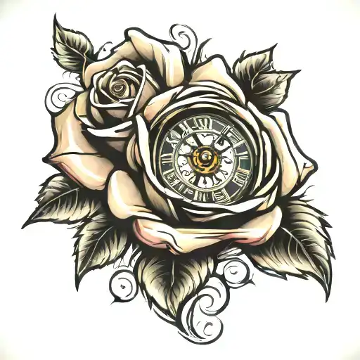 Wrapped Rose With Clock