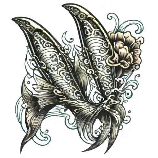 Diving Fins Emerging From Water