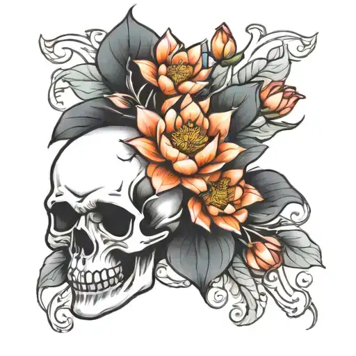 Skull With Lotus